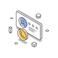 Technical support icon in isometric line art style showcasing user interaction elements vector