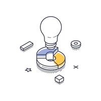 Creative business startup icon with isometric line art style design elements for innovation vector