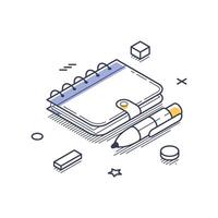 Isometric line art icon representing online education and learning resources vector