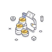 Modern isometric line art depicting business startup finance concepts and elements vector
