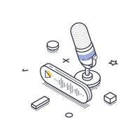 Creative illustration of isometric elements for content creation in a digital workspace vector