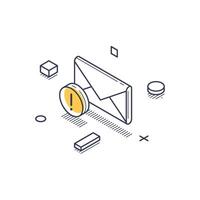 Isometric icon representing personal data notification in line art style vector
