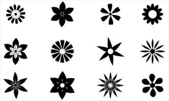 Graphic Flower Icons.flower icon silhouette set on a white background vector