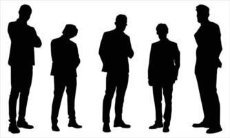 Man silhouettes.man stands on different poses vector