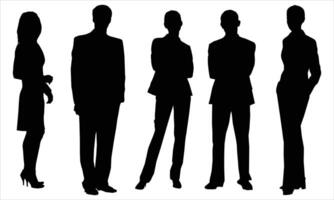 Silhouettes Group of People in a Row over white background vector