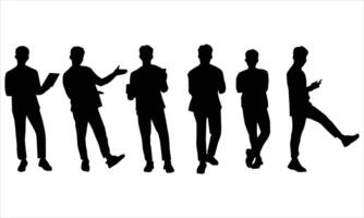 A man stand on different poses.man silhouettes vector