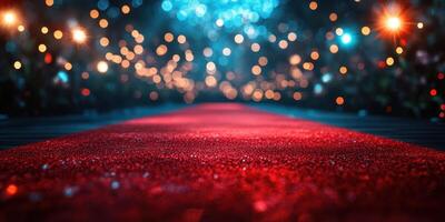 Red carpet event with sparkling lights and a festive atmosphere during the evening celebration photo