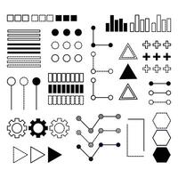 set of black geometric linear shapes, abstract geometric shapes on a white background. vector