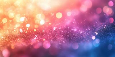Colorful bokeh background with vibrant sparkles and light effects in a gradient pattern at night photo