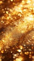 Golden sparkles create a shimmering surface effect in a warm, illuminated setting during the evening photo