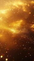 Vibrant golden particles swirl and shimmer against a dark background, capturing the essence of elegance and wonder in motion photo
