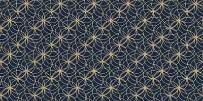 Elegant Seamless Geometric Pattern with Sacred Geometry and Golden Lines on Navy vector