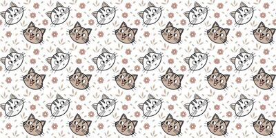 cat with flower seamless pattern abstract design vector
