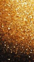 Shimmering golden glitter particles create a radiant background for arts and crafts at sunset photo