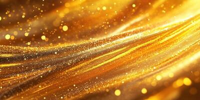 Golden shimmering waves create a mesmerizing backdrop with sparkling lights and an enchanting texture photo
