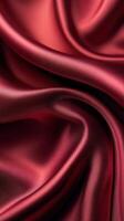 Silky red fabric draping elegantly with soft folds and textures showcasing richness and depth in color photo