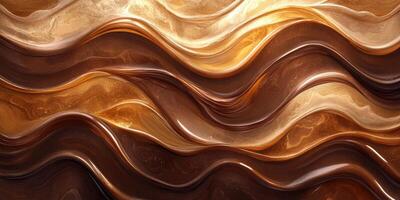 Flowing waves of rich chocolate and caramel hues create a mesmerizing abstract pattern in warm tones photo