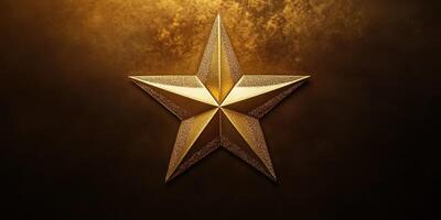Golden star symbol illuminated against a textured background creating an elegant and striking visual effect photo
