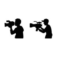 Cameraman Silhouette Icon Set Videographer Filming Illustration vector