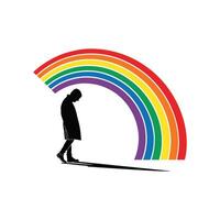 Man and Rainbow Silhouette Colorful Sky Human Graphics Clipart vector