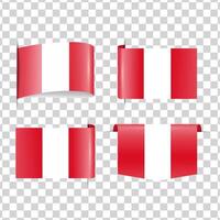 Peru tag national flag set with shadow vector