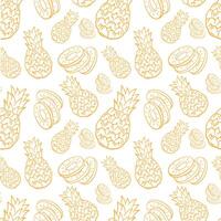 Seamless Pineapple Pattern with Outline Style for Tropical Designs vector