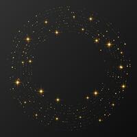 gold glowing halftone dotted background. Gold glitter pattern in circle form. Circle halftone dots. illustration vector