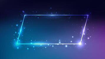 frame with shining effects and sparkles on dark purple background. Empty glowing techno backdrop. illustration vector