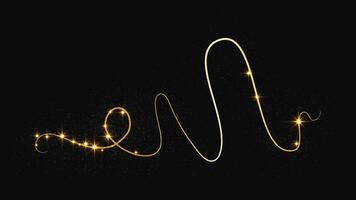 Glittering confetti wave and stardust. Golden magical sparkles on dark background. illustration vector