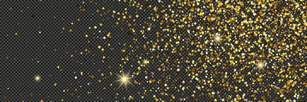 glittering dust with stars on a gray background. Dust with gold glitter effect and empty space for your text. illustration vector