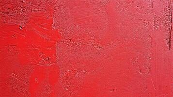 Red wall with a red paint splatter on it. The wall is textured and has a rough surface photo