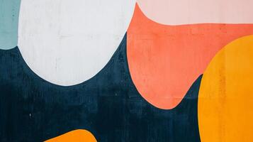 This modern artwork features colorful, flowing shapes that create a harmonious composition, emphasizing the beauty of abstraction and vibrant color contrasts. photo