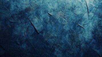 Dark blue concrete wall background showing rough texture with brush strokes, creating a moody and atmospheric backdrop photo
