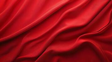 Red silk fabric flowing and forming elegant waves, creating a luxurious and sensual texture photo