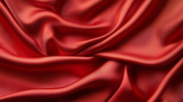Luxurious red silk fabric flowing and forming elegant curves, creating a beautiful abstract background photo