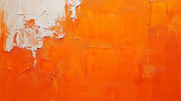 Textured abstract with bright orange hues and contrasting thick white impasto strokes for a vibrant contemporary art aesthetic. photo