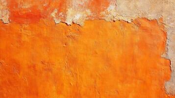 un resistido pared con peladura pintar, revelador capas de textura y color. el vibrante naranja evoca calor y agrega personaje. foto