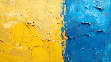 Striking contrast of yellow and blue textures, creating a vibrant and textured surface with a rustic and impactful visual appeal. photo