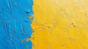 Abstract textured background with vibrant blue and yellow. Ideal for creative designs, it conveys depth and artistic expression. photo