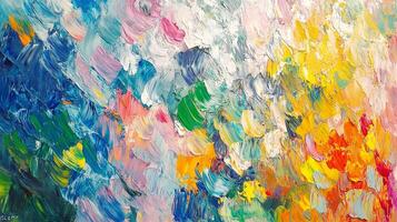 Abstract painting with vibrant colors and textured brushstrokes, creating a dynamic and eye-catching display of artistic expression. photo
