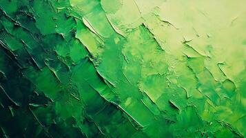 An abstract painting with broad strokes of green paint, creating texture and depth with a gradient of light to dark shades. photo