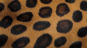 Textured animal print showcasing a repeating pattern of dark spots on tan fur, creating a seamless and eye-catching design for various applications. photo