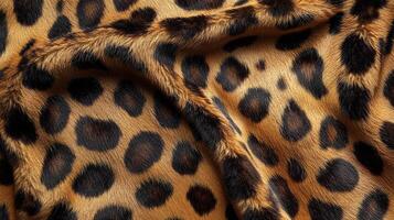 Close-up of luxurious, draped animal print fabric. Soft texture, visually appealing. Creates a captivating textural background. Exotic and unique photo