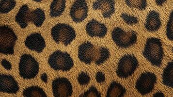 Detailed close-up of leopard skin, showcasing the intricate pattern and textures. Ideal for backgrounds, patterns and creative projects. photo