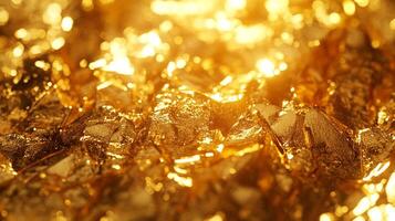 Radiant gold shimmers, its surface alive with light, an embodiment of luxury and brilliance, captivating the eye with its warm glow. photo