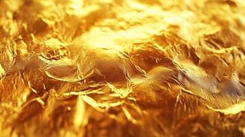 Abstract golden foil, texture with beautiful details and bright lights, luxury and shimmering effect, perfect for backdrops and backgrounds photo