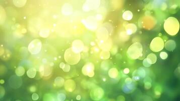 An ethereal bokeh background evokes feelings of spring with a yellow and green color palette, perfect for adding magic and visual appeal. photo