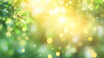 Sunlit foliage creating a vibrant bokeh effect, perfect for backgrounds and designs needing a touch of nature's glow and freshness. photo