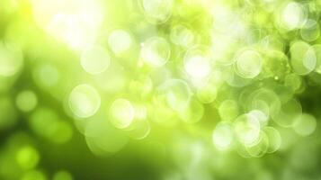 A luminous dance of emerald and lime hues, blurring the line between light and shadow, creating a serene abstract nature scene. photo