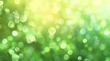 Abstract blurred background of green and yellow with bokeh lights that can be used as a wallpaper or a decoration for digital art. photo